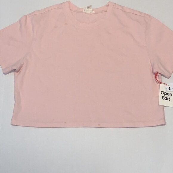 OPEN Edit 100% organic Boxy Crop cotton T-shirt In Pink Lotus XSmall - Picture 7 of 11